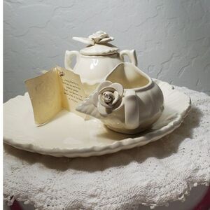 "Mud Pie" Brand Creamer and Sugar Set with a Small Tray ~Vintage~ 1988